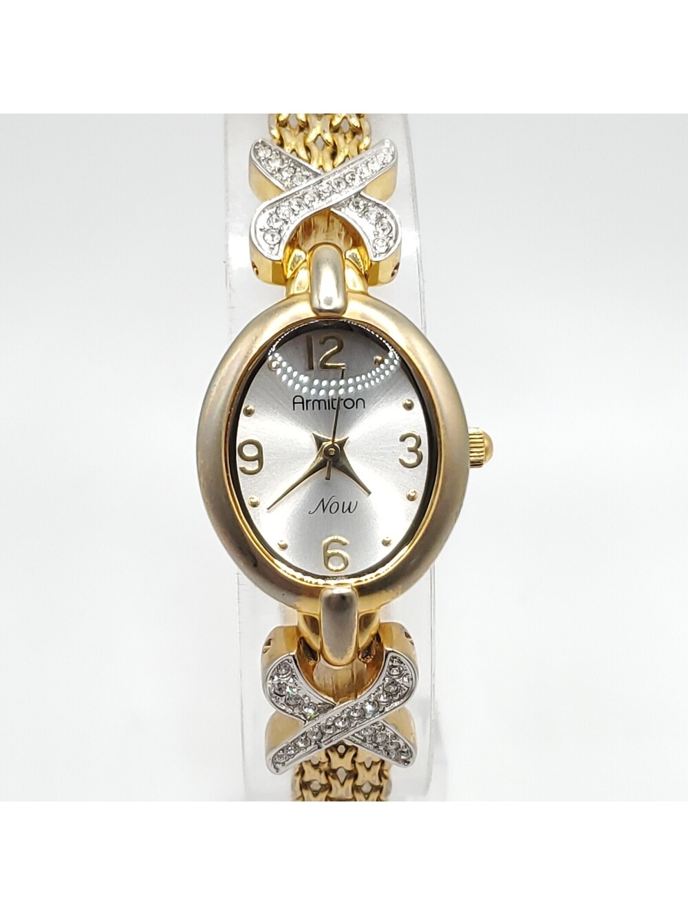 Armitron Now Womens Watch 20mm Rhinestone Gold Tone Band New Battery